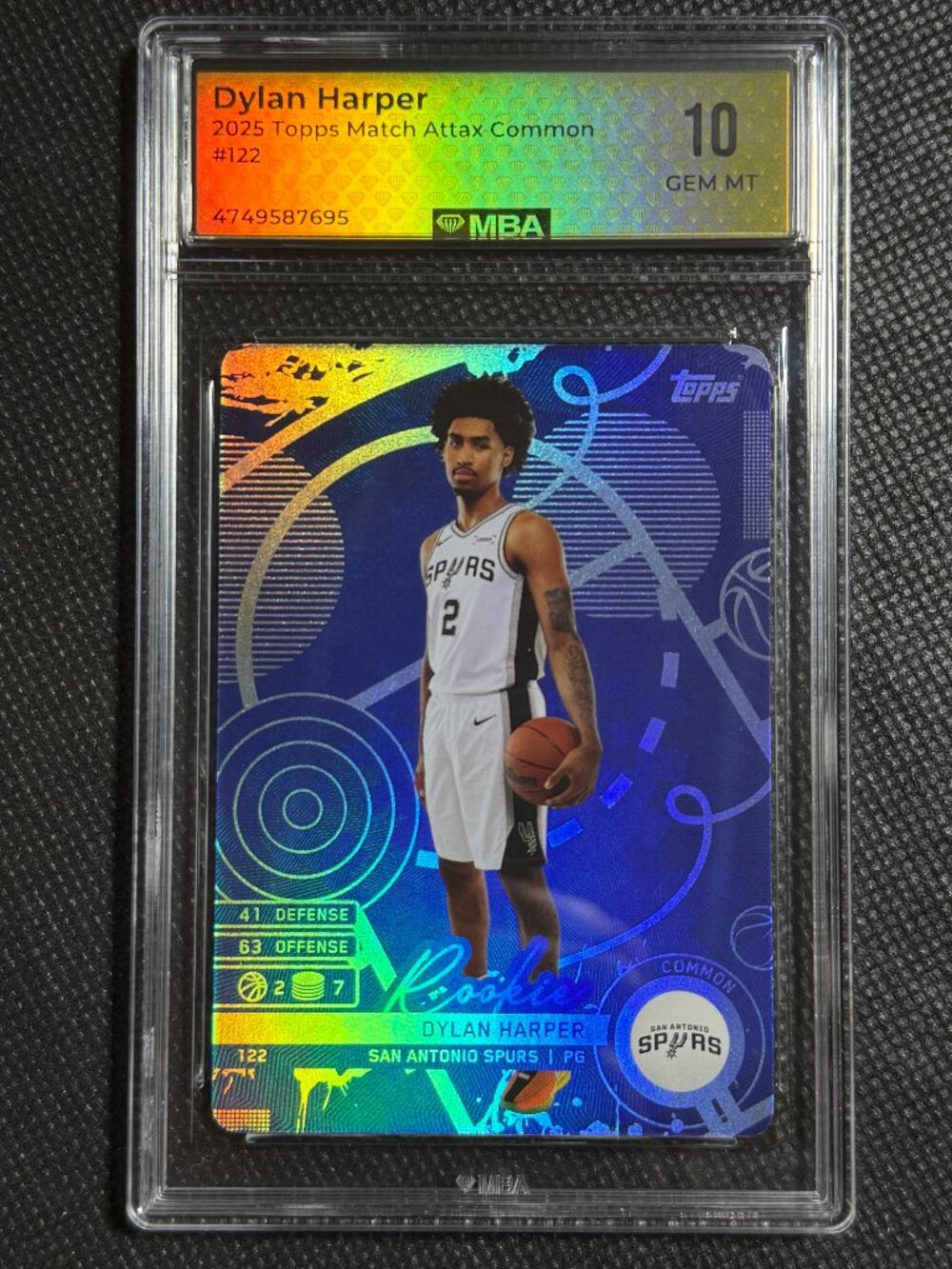 Dylan Harper 2025 Topps Match Attax #122 Rookie RC Blue Holo MBA 10 GEM MINT